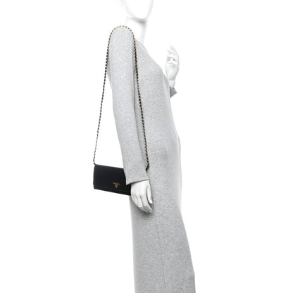 Prada Vitello Move Metal Oro Chain Wallet Black 2 of 10