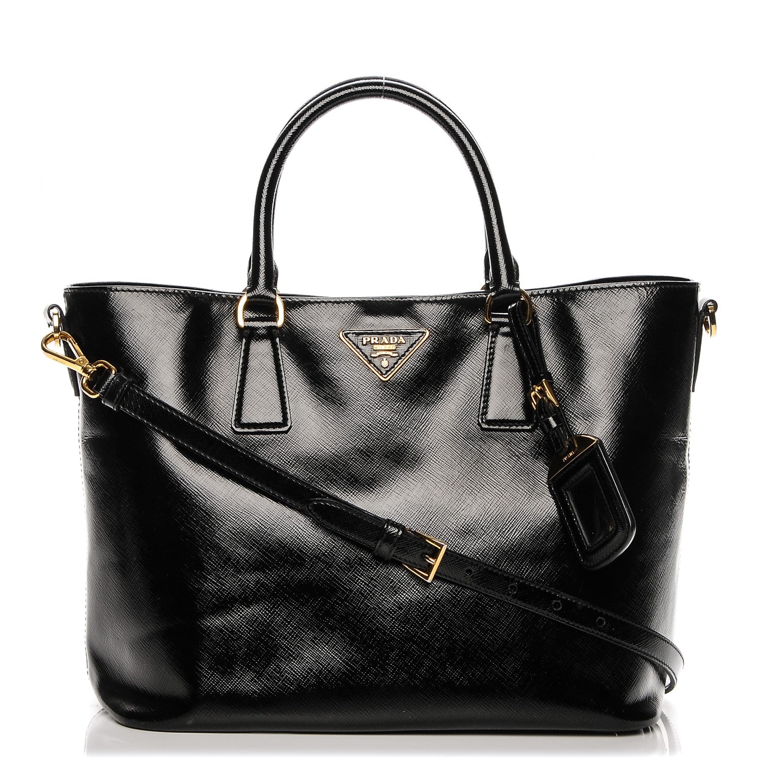 Prada Saffiano Vernice Tote Black 1 of 8