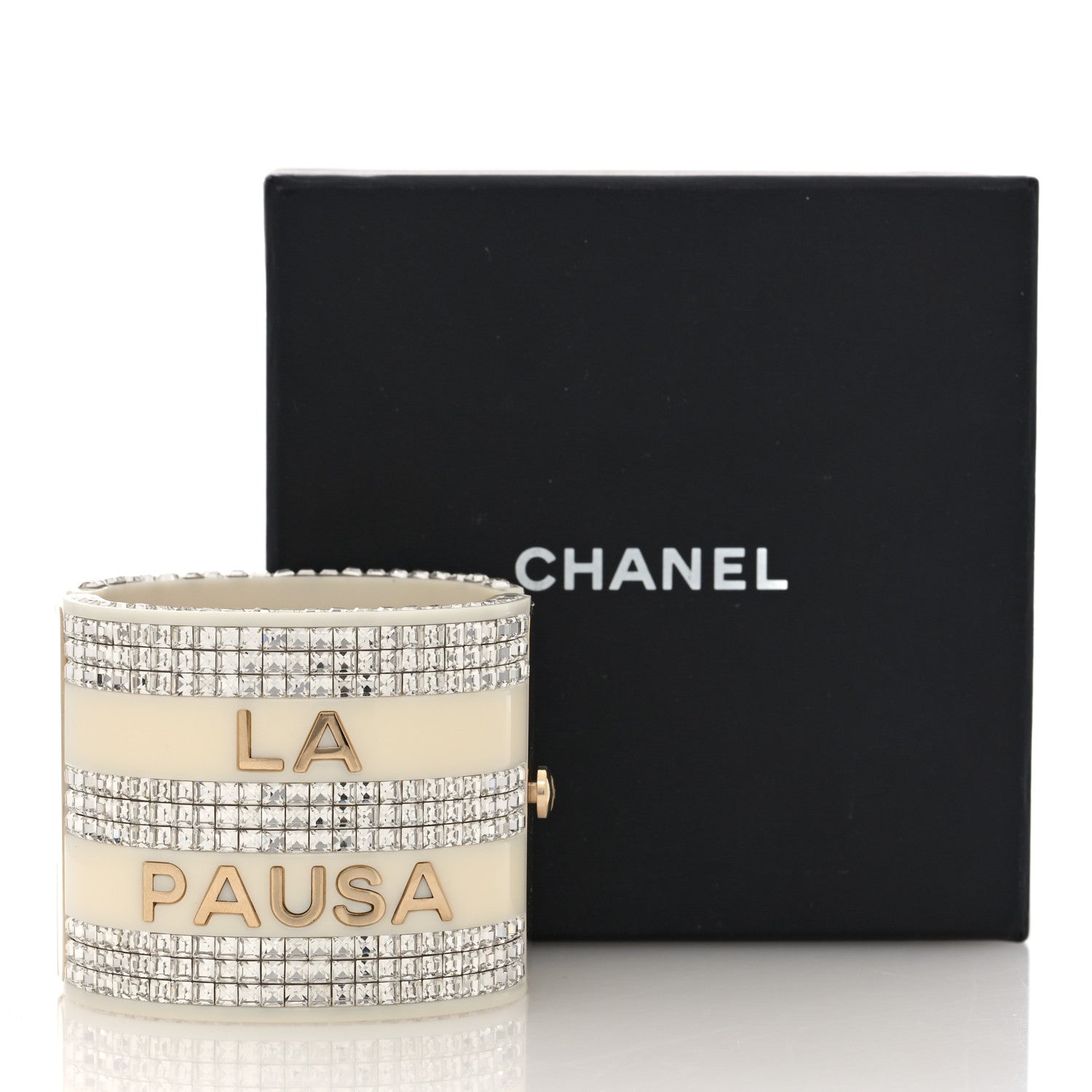 Chanel Resin Crystal CC La Pausa Cuff Beige 5 of 5