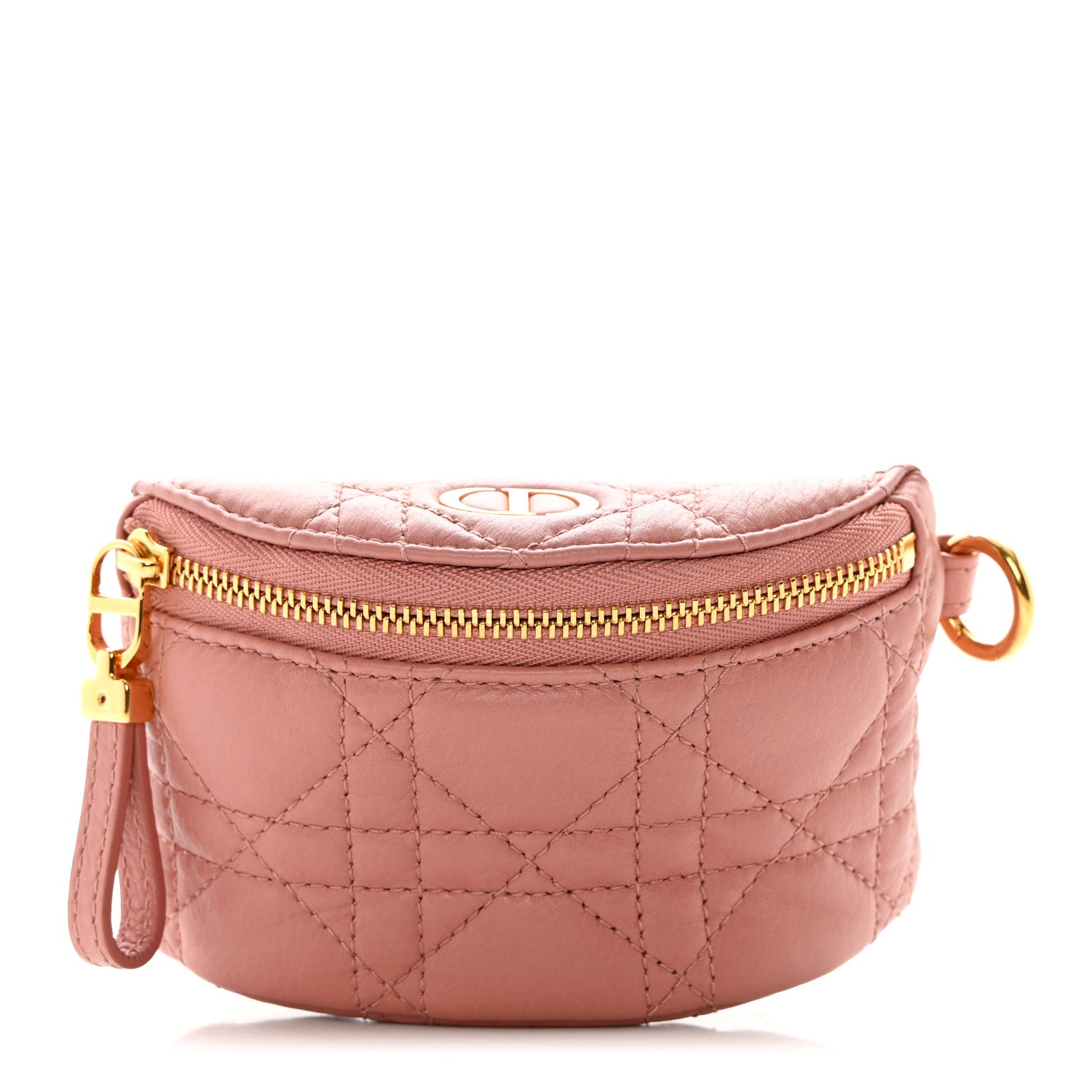 Christian Dior Supple Calfskin Cannage Caro Half-Moon Coin Purse Dark Nude 1 of 7