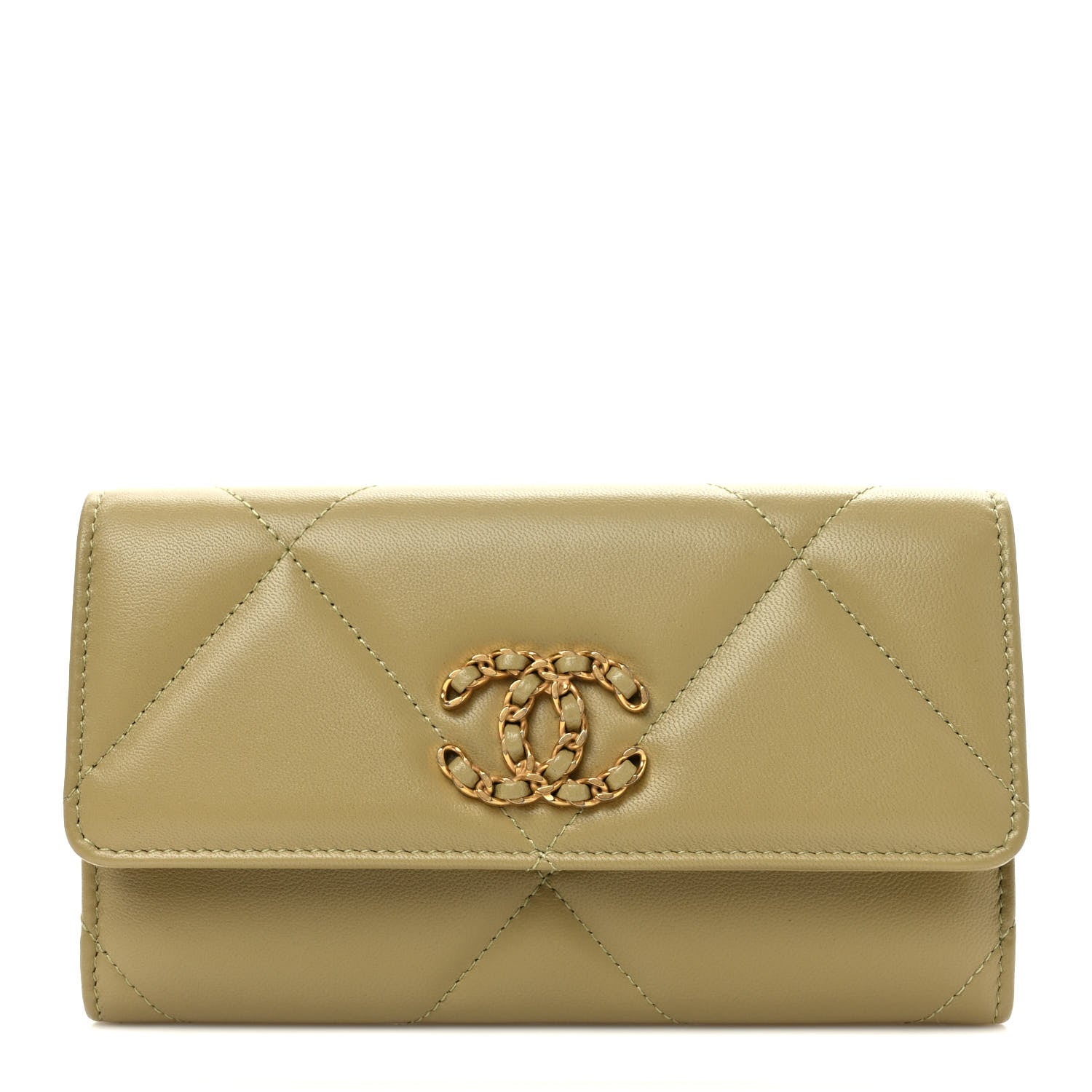 Chanel Lambskin Quilted Chanel 19 Flap Wallet Light Green 1 of 6