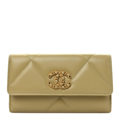 Chanel Lambskin Quilted Chanel 19 Flap Wallet Light Green 1 of 6