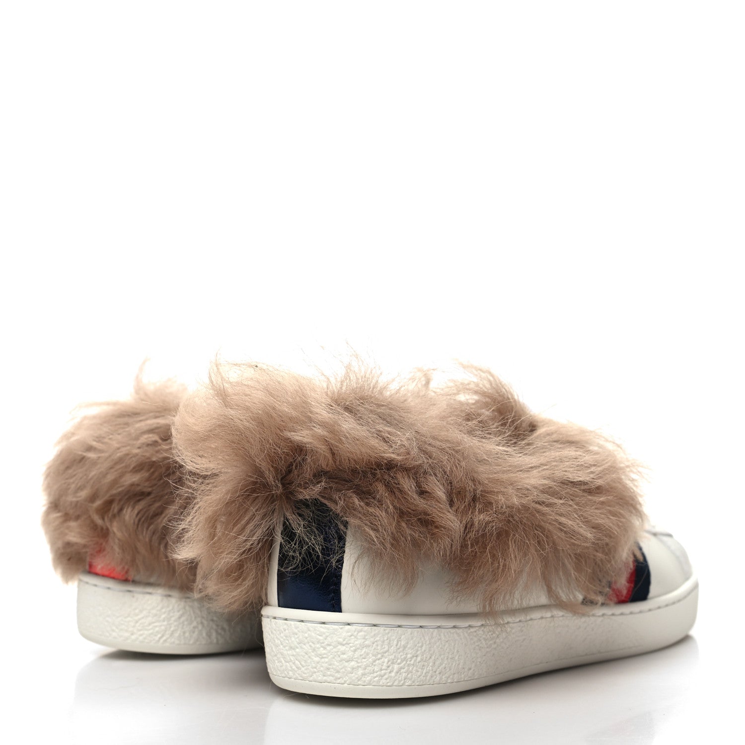 Gucci Calfskin Wool Web Bee Embroidered Womens Ace Sneakers 37.5 White 4 of 6