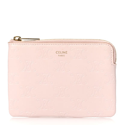 Celine Smooth Calfskin Triomphe Embossed Coin and Card Pouch Rose Pale 1 of 11