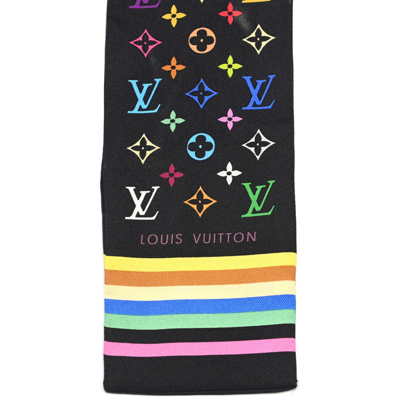 Silk Monogram Multicolor Bandeau Black