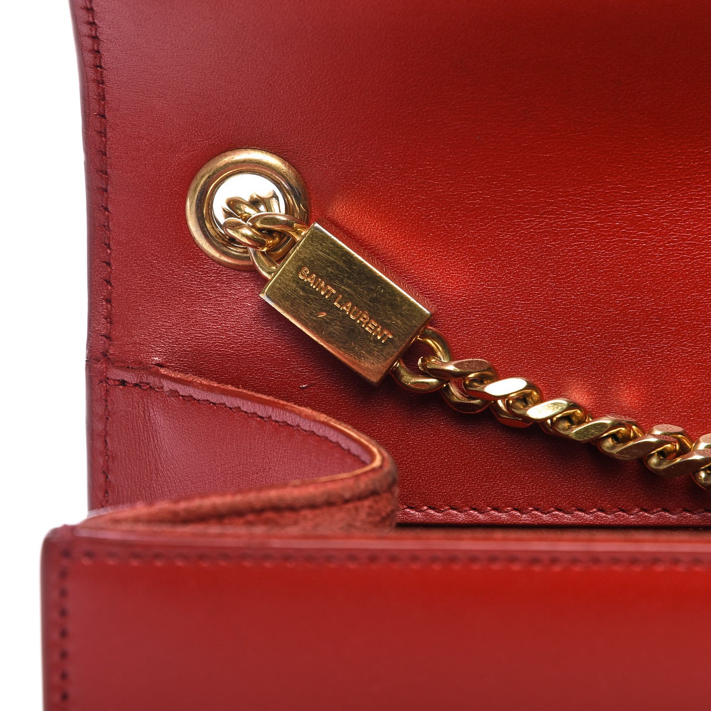 Smooth Calfskin Medium Classic Monogram Kate Tassel Satchel Lipstick Red