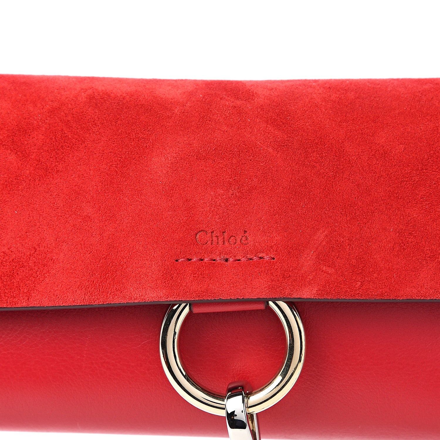 Chloe Suede Calfskin Mini Faye Shoulder Bag Tulip Red 9 of 10