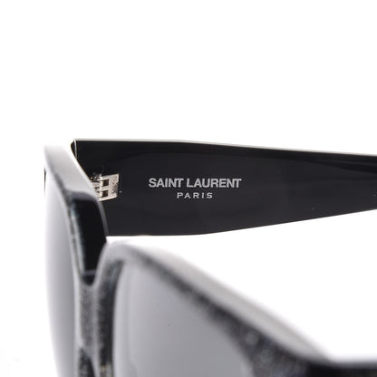 Saint Laurent Square SL M9 Sunglasses Glitter Black 5 of 7