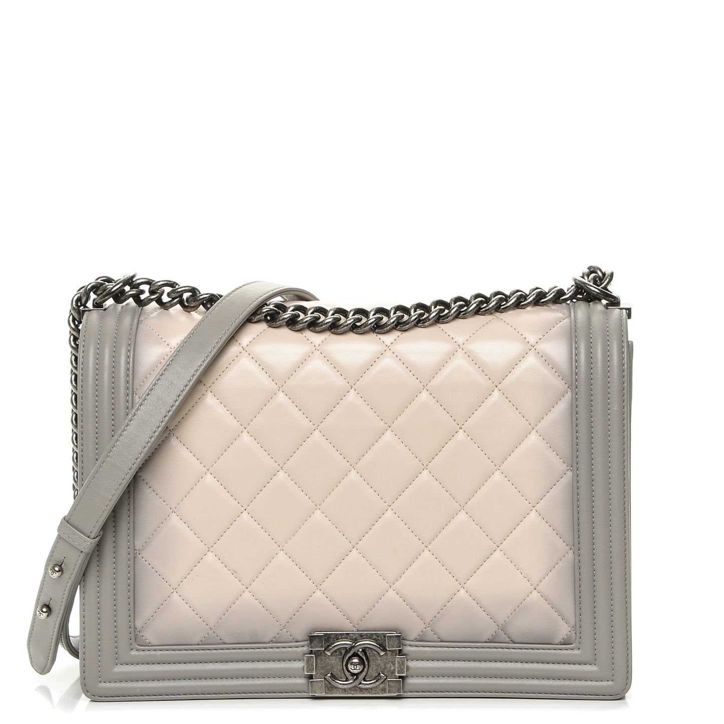 Calfskin Ombre Quilted Large Boy Flap Grey Beige