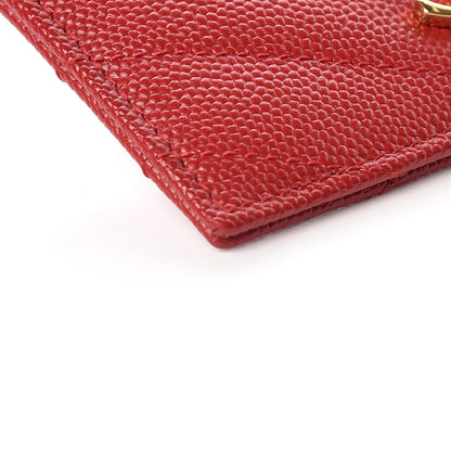 Saint Laurent Grain De Poudre Matelasse Chevron Monogram Credit Card Case New Red 8 of 10