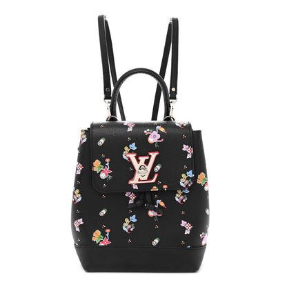Louis Vuitton Calfskin Flower Lockme Mini Backpack Black Multicolor 2 of 23