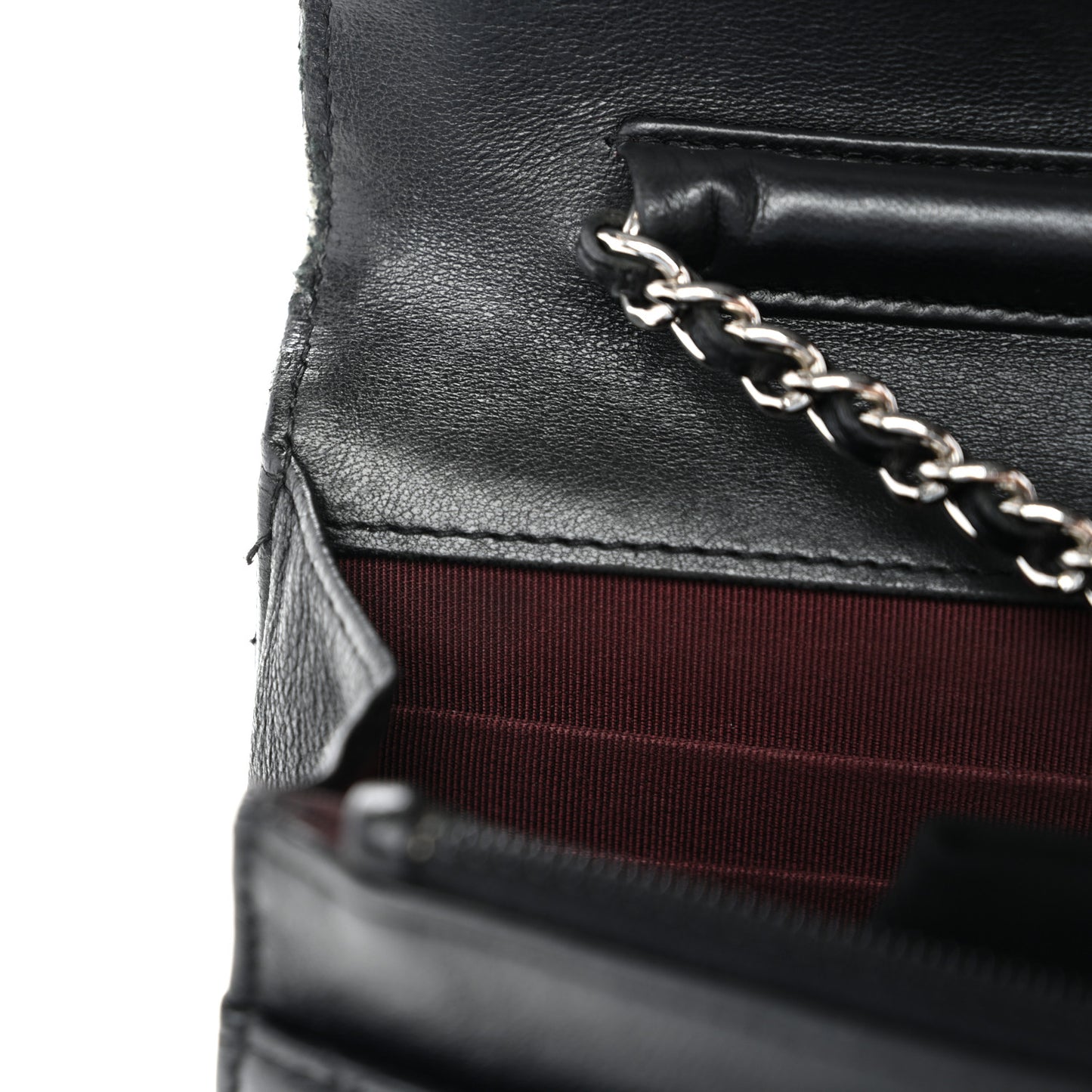 Lambskin Quilted Wallet On Chain WOC Black