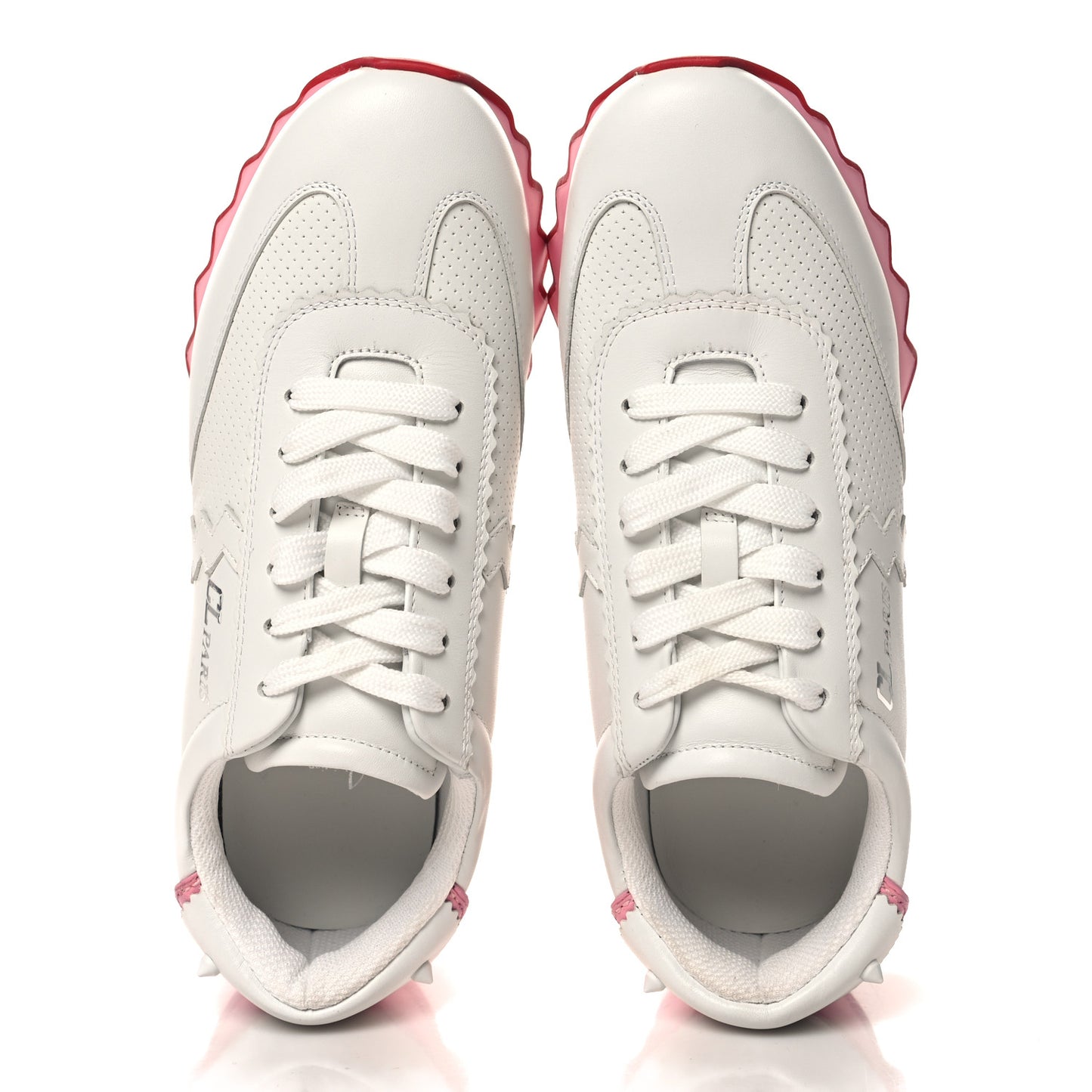 Calfskin Neoprene Womens Loubishark Sneakers 38.5 White Pink