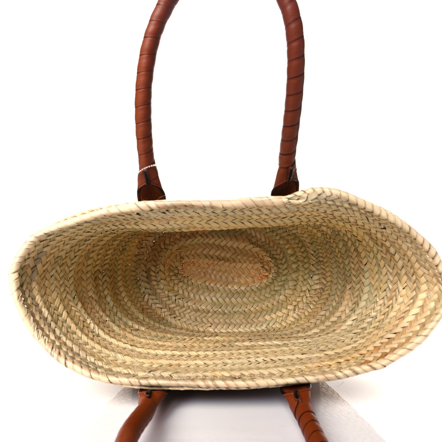 Raffia Small Grain Calfskin Medium Marcie Basket Tan