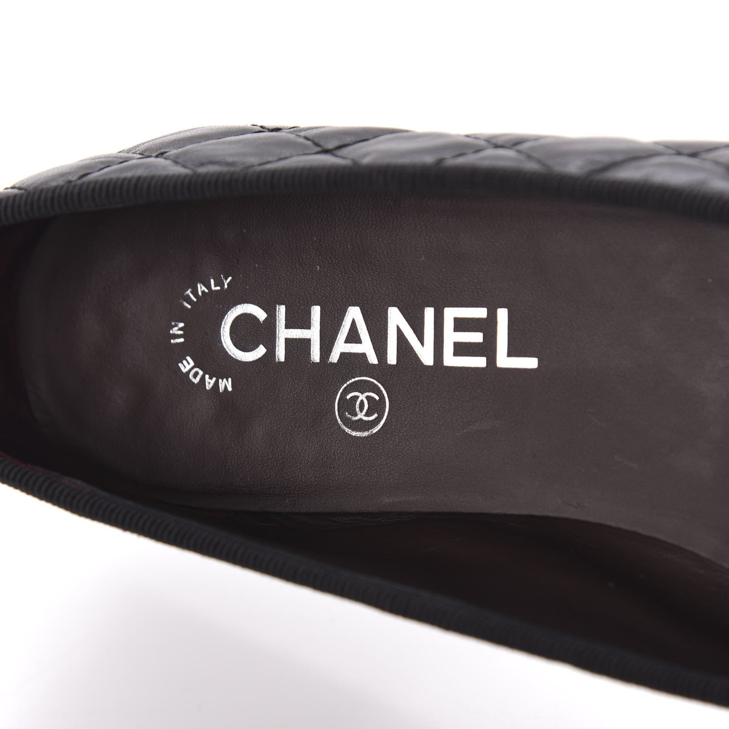 Chanel Aged Calfskin Quilted CC Cap Toe Ballerina Flats 39 Black 6 of 8