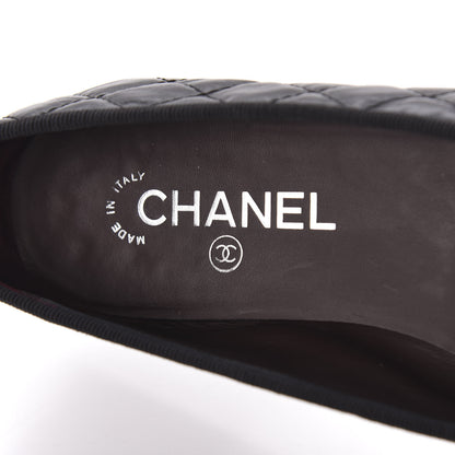 Chanel Aged Calfskin Quilted CC Cap Toe Ballerina Flats 39 Black 6 of 8