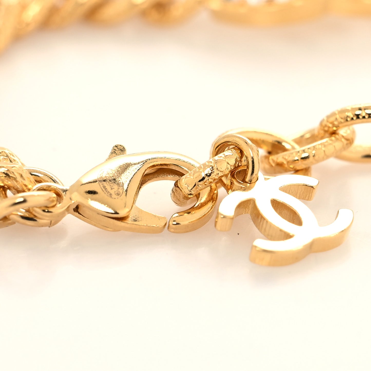 Crystal CC Chain Link Bracelet Gold