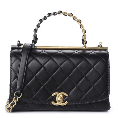 Chanel Lambskin Quilted La Parisienne Top Handle Flap Black 1 of 12