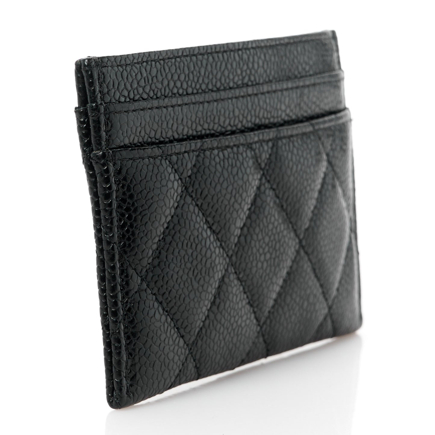 Caviar Quilted Card Holder Black