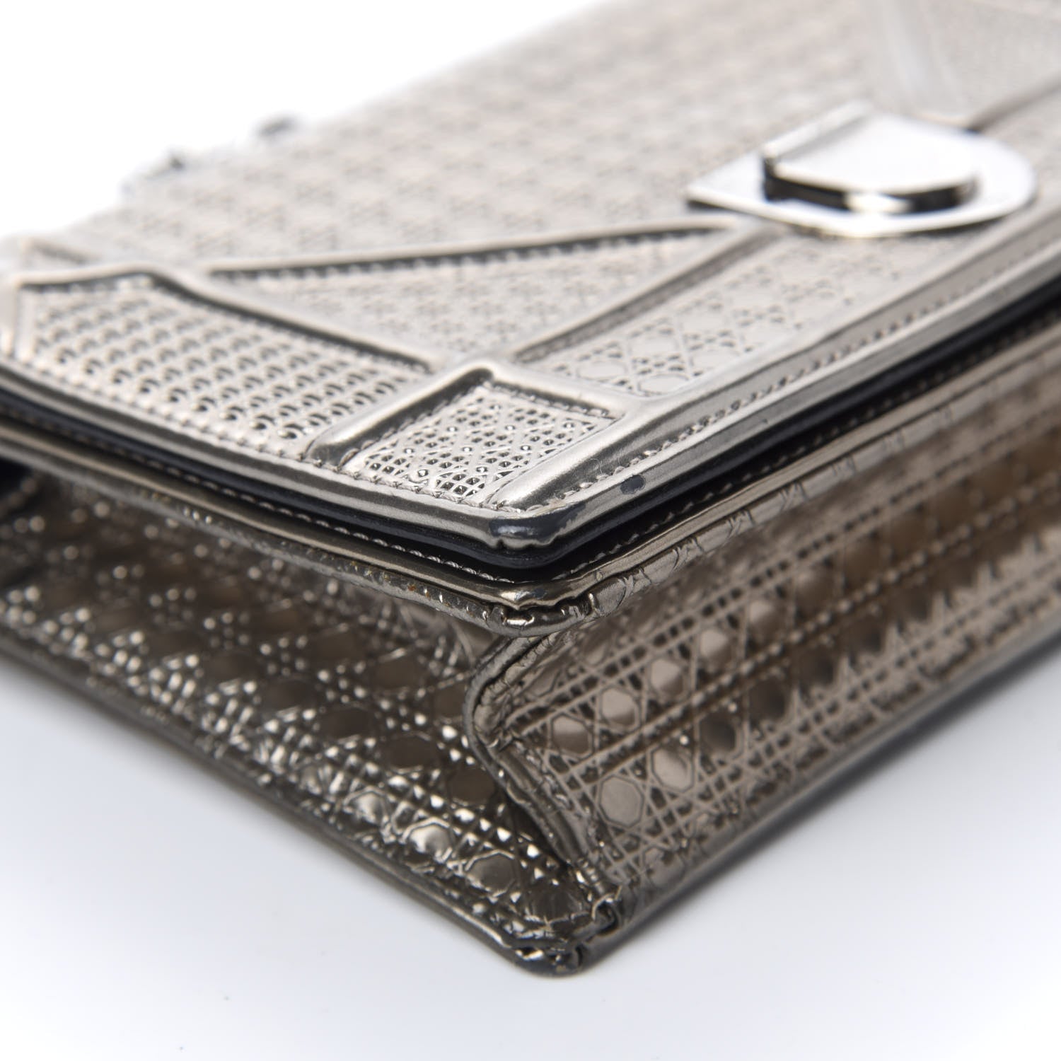 Christian Dior Metallic Patent Micro-Cannage Mini Diorama Flap Bag Gold 6 of 11
