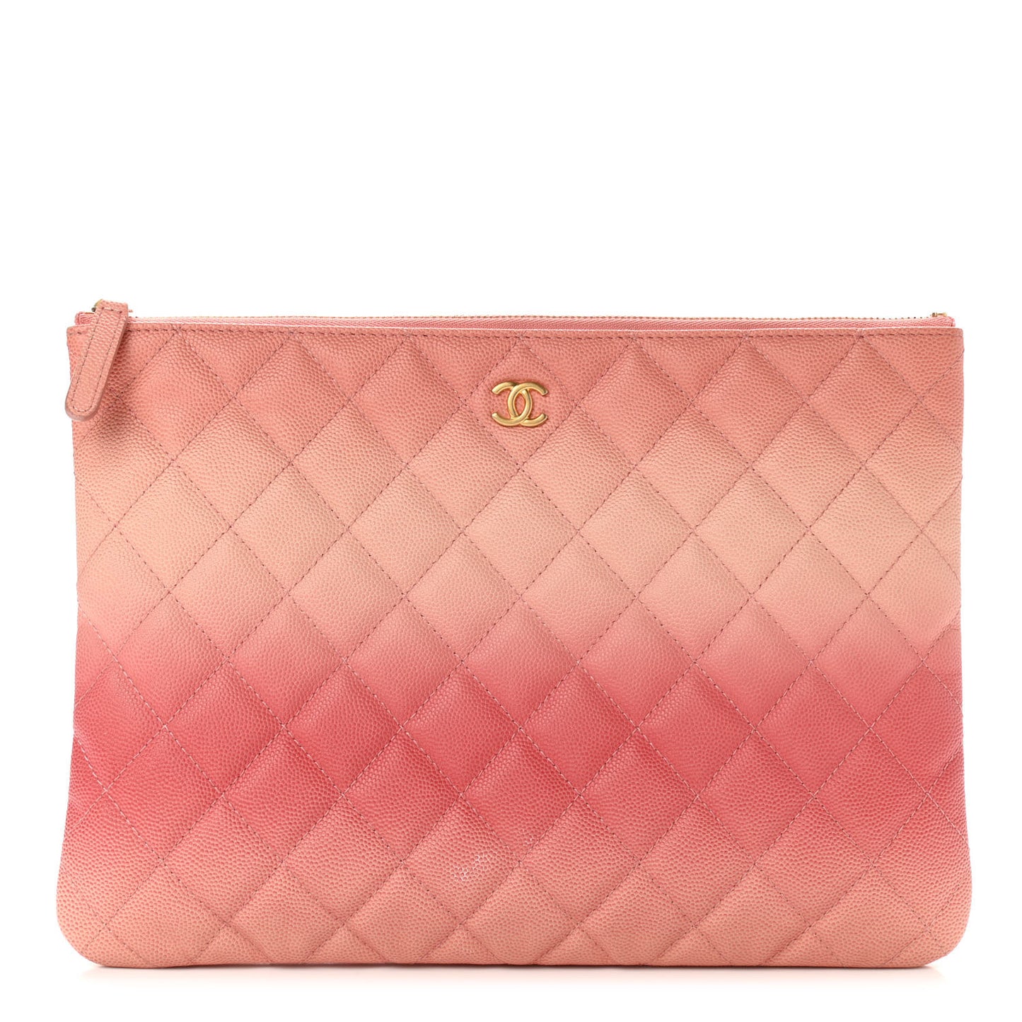 Caviar Quilted Ombre Medium Cosmetic Case Coral