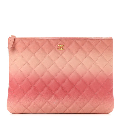 Chanel Caviar Quilted Ombre Medium Cosmetic Case Coral 1 of 12