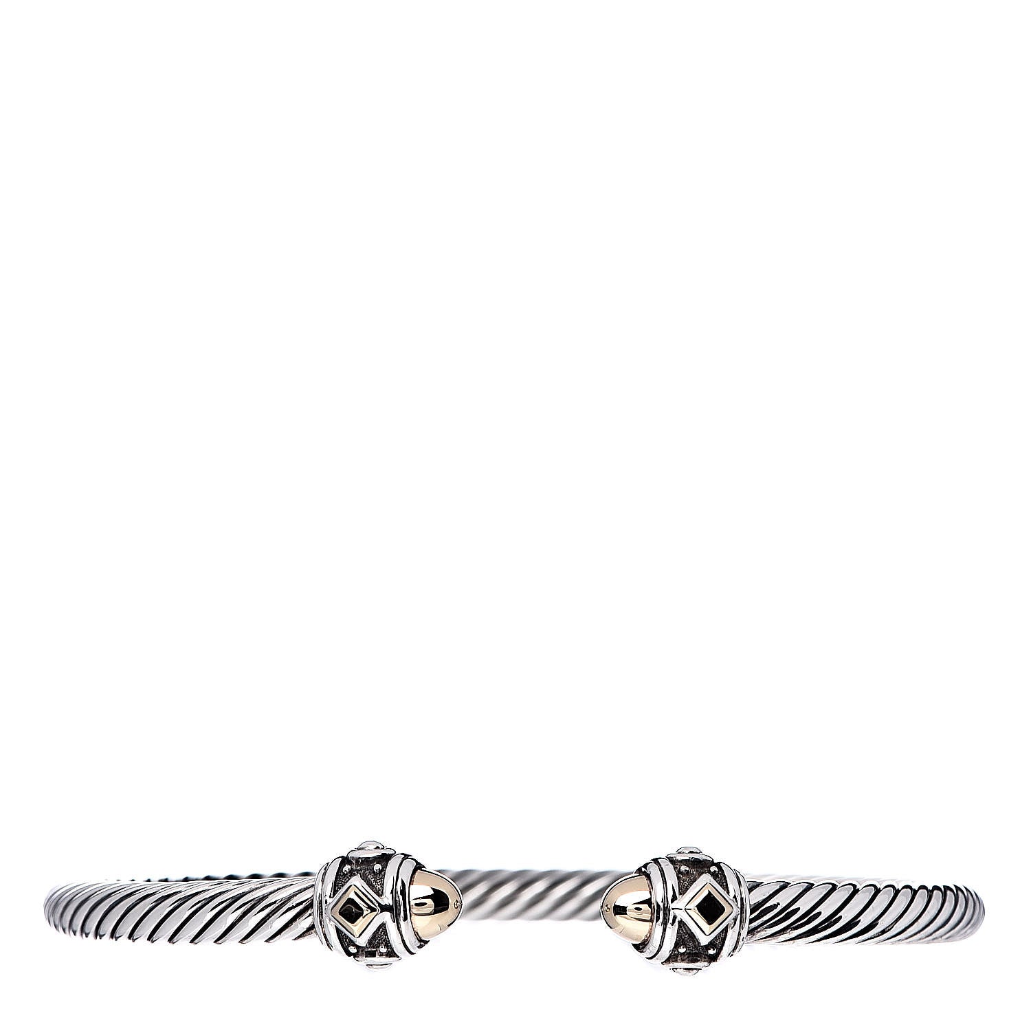 David Yurman Sterling Silver 18K Yellow Gold 3.5mm Cable Renaissance Bracelet 1 of 5