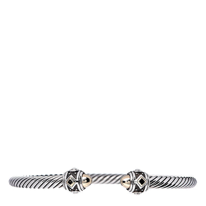 David Yurman Sterling Silver 18K Yellow Gold 3.5mm Cable Renaissance Bracelet 1 of 5