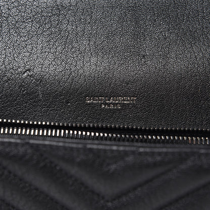 Saint Laurent Sheepskin Matelasse Chevron Monogram Medium College Bag Black 6 of 12