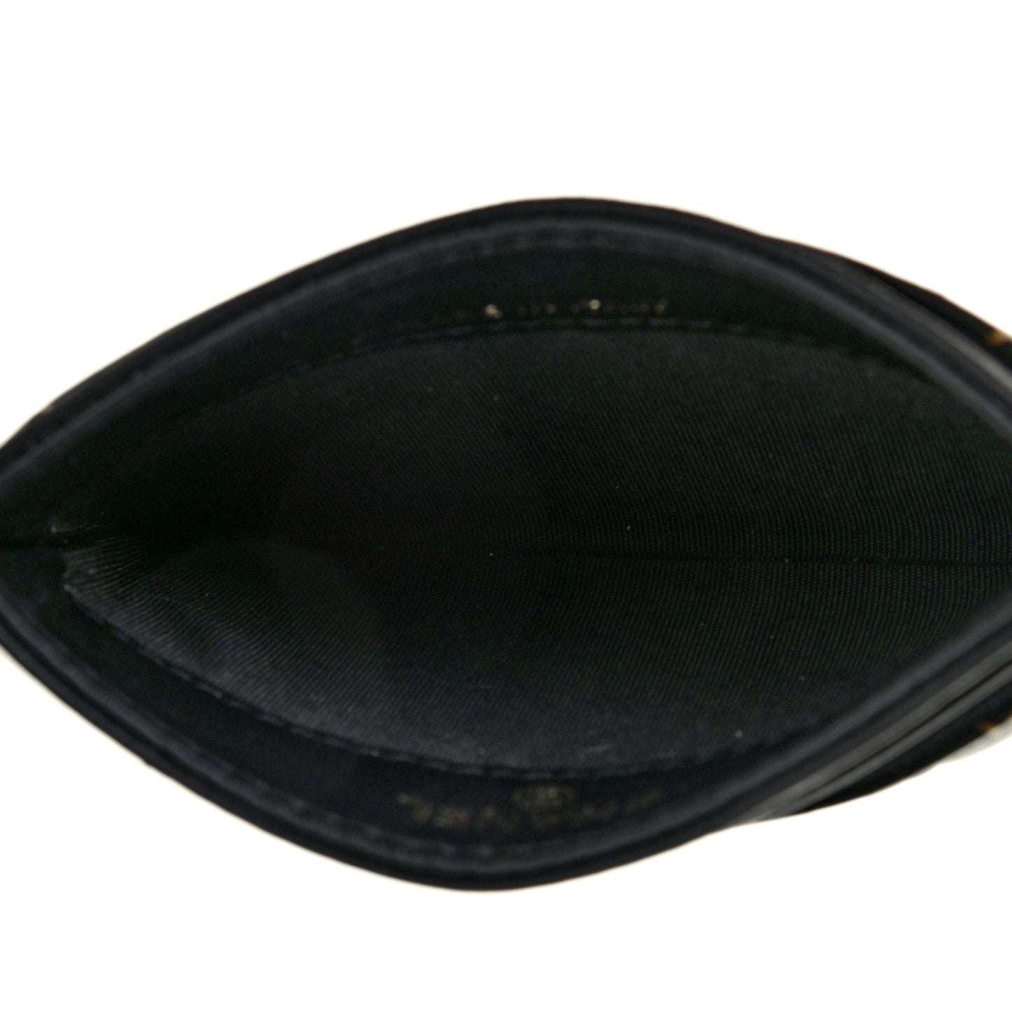 Lambskin Camellia Embossed Card Holder Black Gold