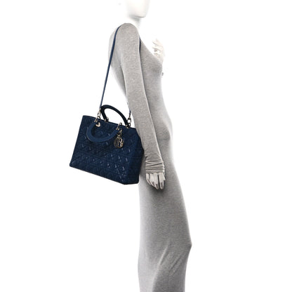 Christian Dior Lambskin Cannage Large Lady Dior Navy Blue 2 of 10