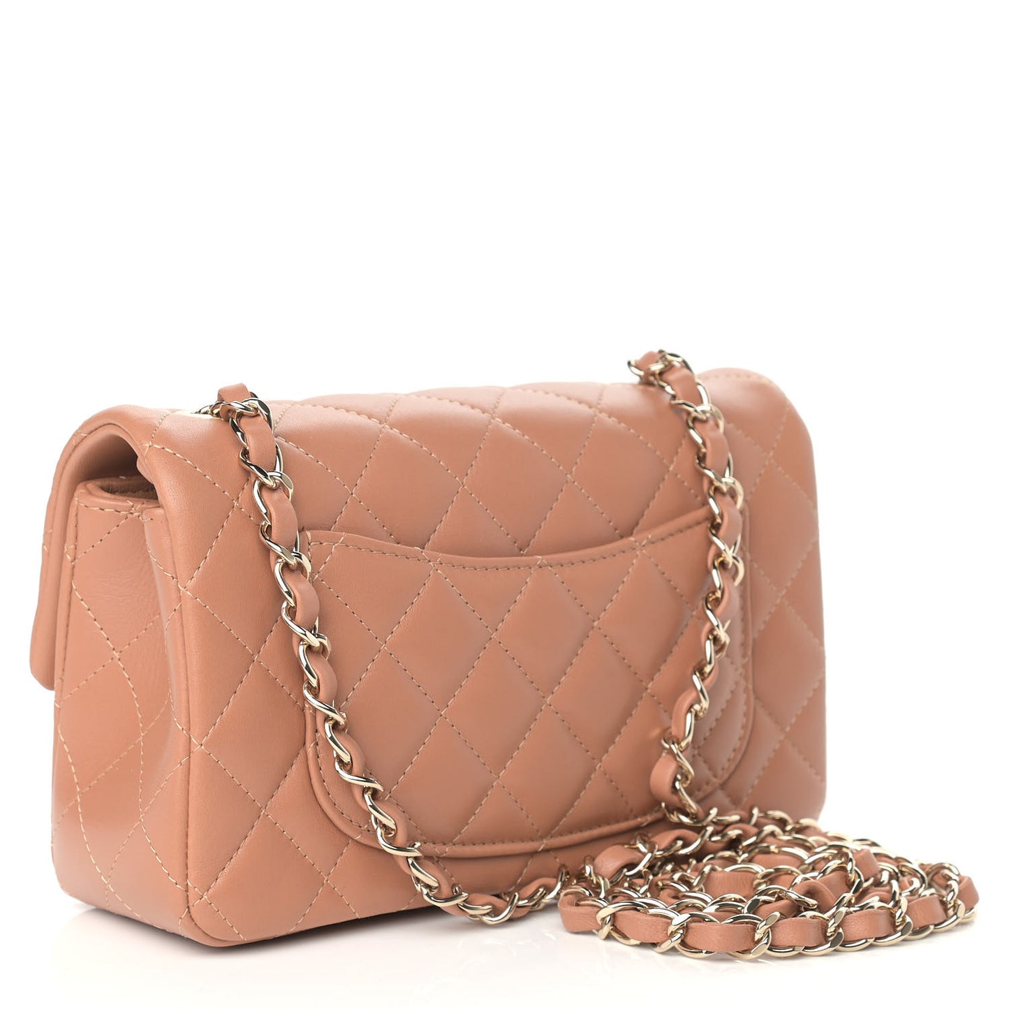 Lambskin Quilted Mini Rectangular Flap Brown