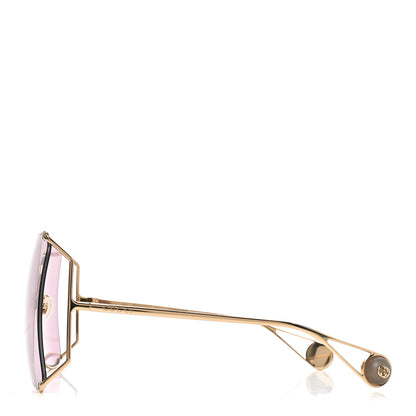 Gucci Metal Oversized Round Sunglasses GG0252S Gold Pink 4 of 7