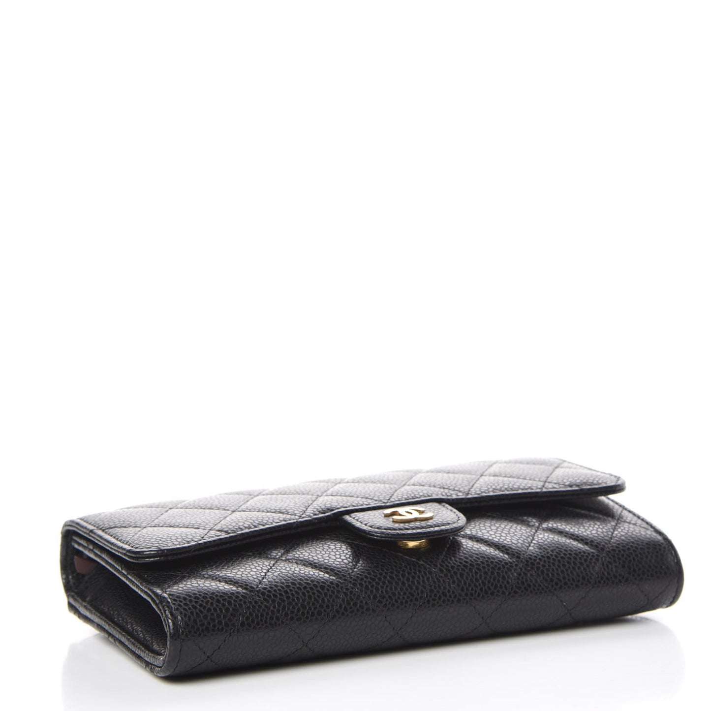 Caviar Quilted Wallet on Removable Chain Black