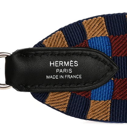 Hermes Toile Swift 50mm Maxi Quadrille Shoulder Strap Bleu Billard Biscuit Rouge H Black 4 of 5