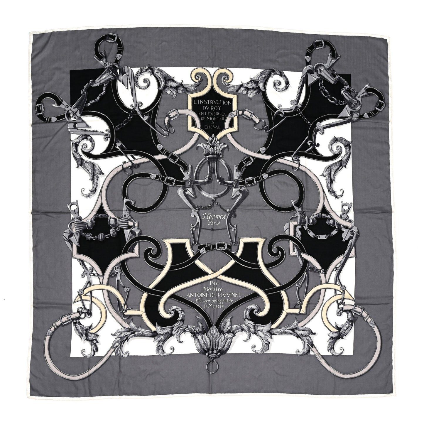 Cashmere Silk L Instruction Du Roy Shawl 140 Gris Acier White Black
