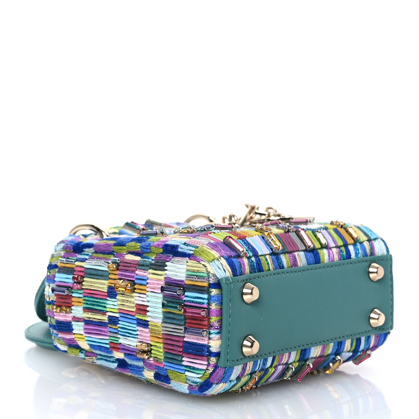 X MINJUNG KIM Lambskin Embroidered Crystal Micro Lady Dior Art Multicolor