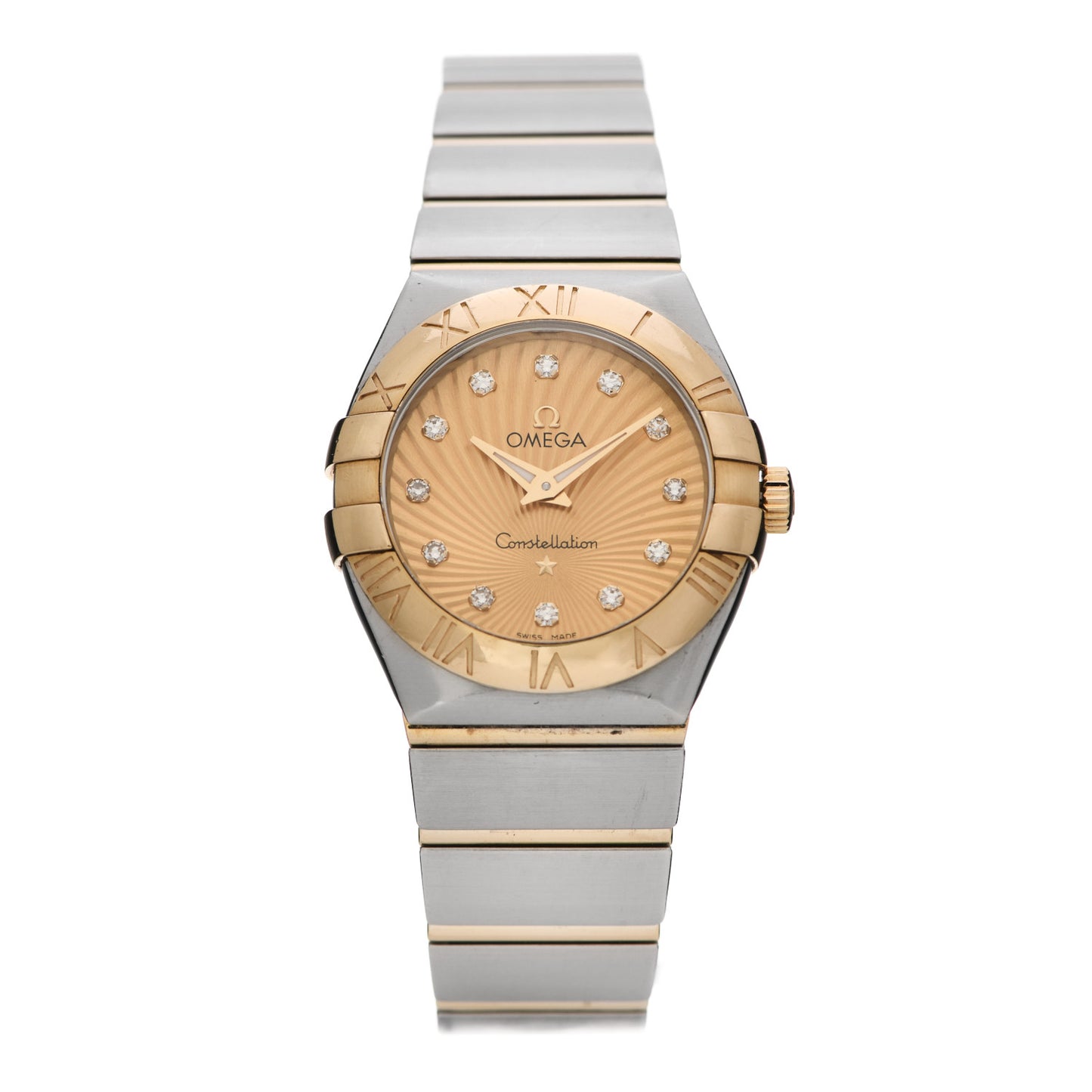 Stainless Steel 18K Yellow Gold Diamond 27mm Constellation Quartz Watch Champagne 123.20.27.60.58.001