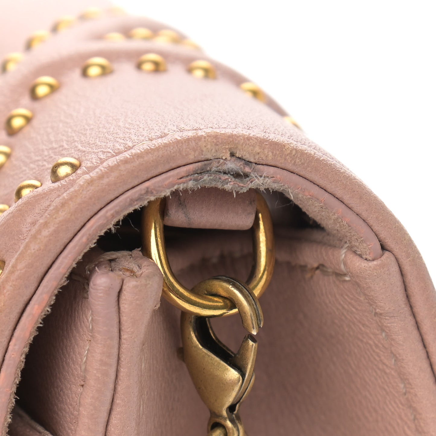 Calfskin Studded Diorama Wallet on Chain Pouch Nude