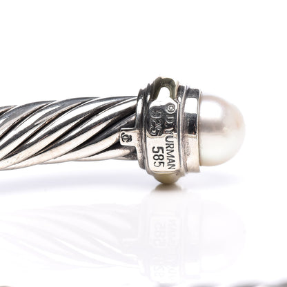 David Yurman Sterling Silver 14K Yellow Gold Pearl 7mm Cable Classics Bracelet 4 of 4