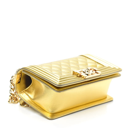 Chanel Metallic Patent Calfskin Quilted Small Boy Flap Gold 4 of 9