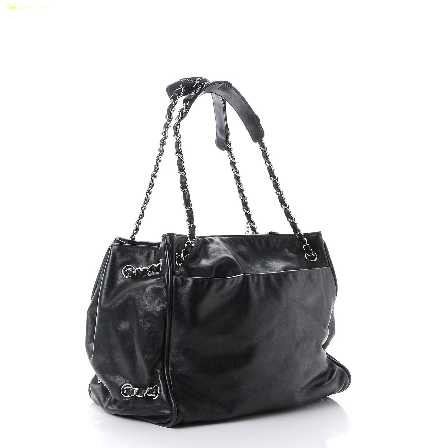 Calfskin Diagonal Ligne Tote Black