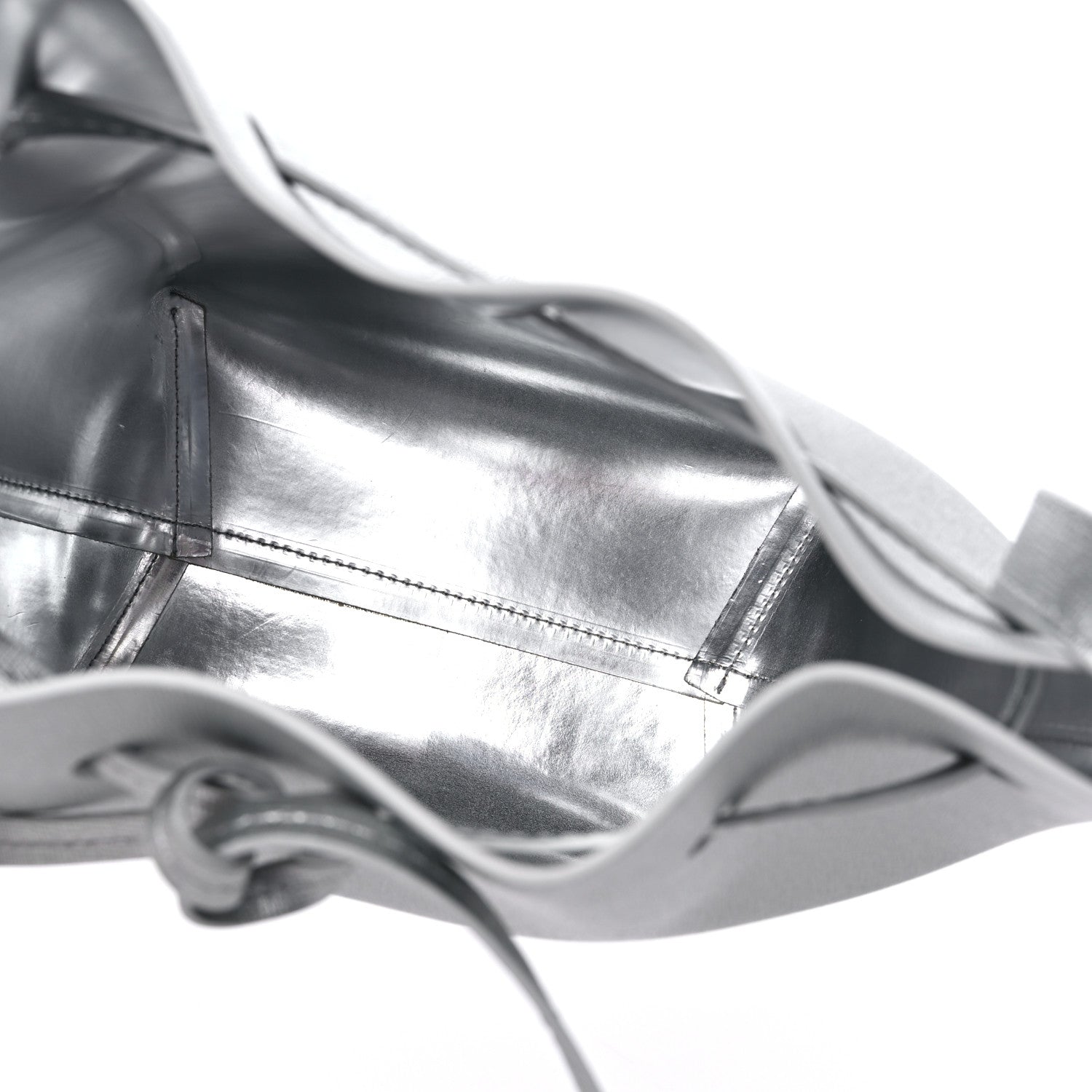 Mansur Gavriel Metallic Calfskin Bucket Bag Silver 5 of 10