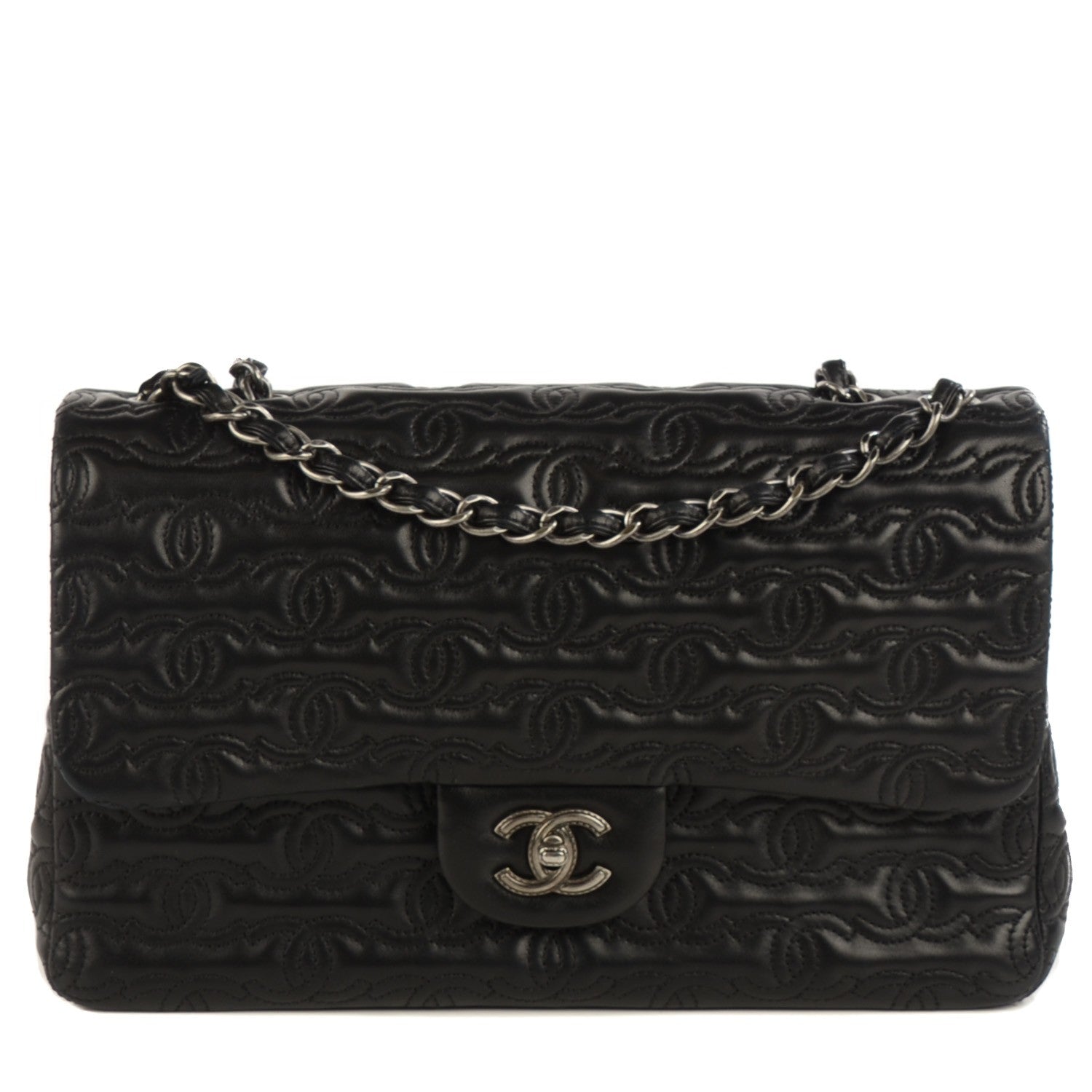 Chanel Lambskin Embroidered Jumbo CC Follies Flap Black 1 of 9