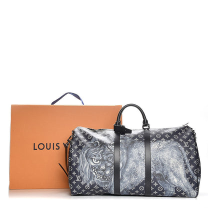 Louis Vuitton Savane Monogram Lion Chapman Keepall Bandouliere 55 Encre 10 of 10