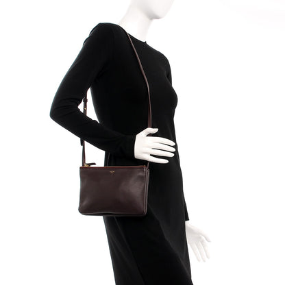 Celine Smooth Lambskin Small Trio Crossbody Bag Bordeaux 2 of 9