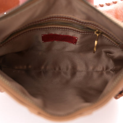 Valentino Garavani Calfskin Stitched Beaded Crystal Logo Catch Shoulder Bag Brown 5 of 16