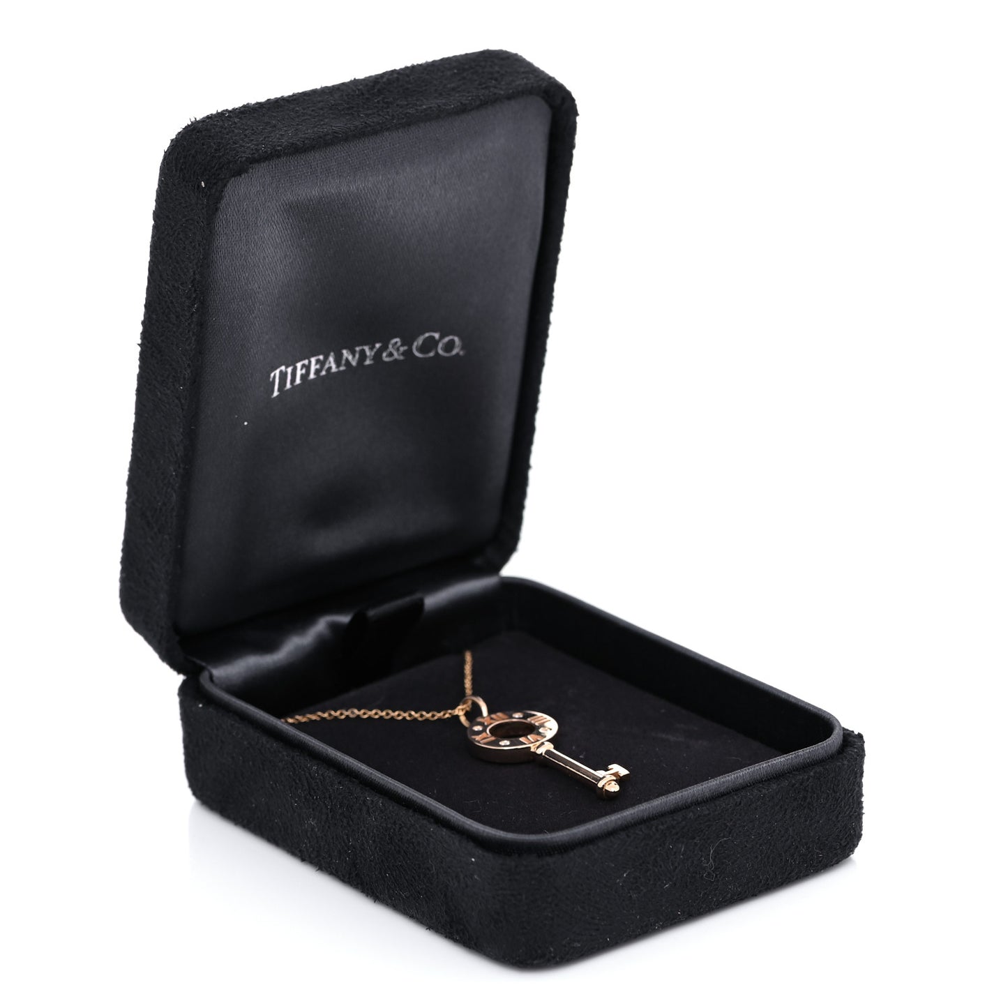 18K Yellow Gold Diamond Atlas Pierced Key Pendant Necklace