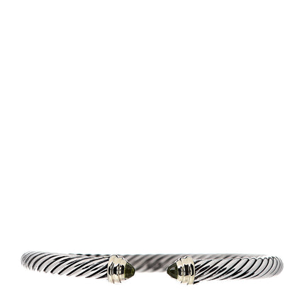 David Yurman Sterling Silver 14K Yellow Gold Peridot 5mm Cable Classics Petite Color Bracelet 1 of 3