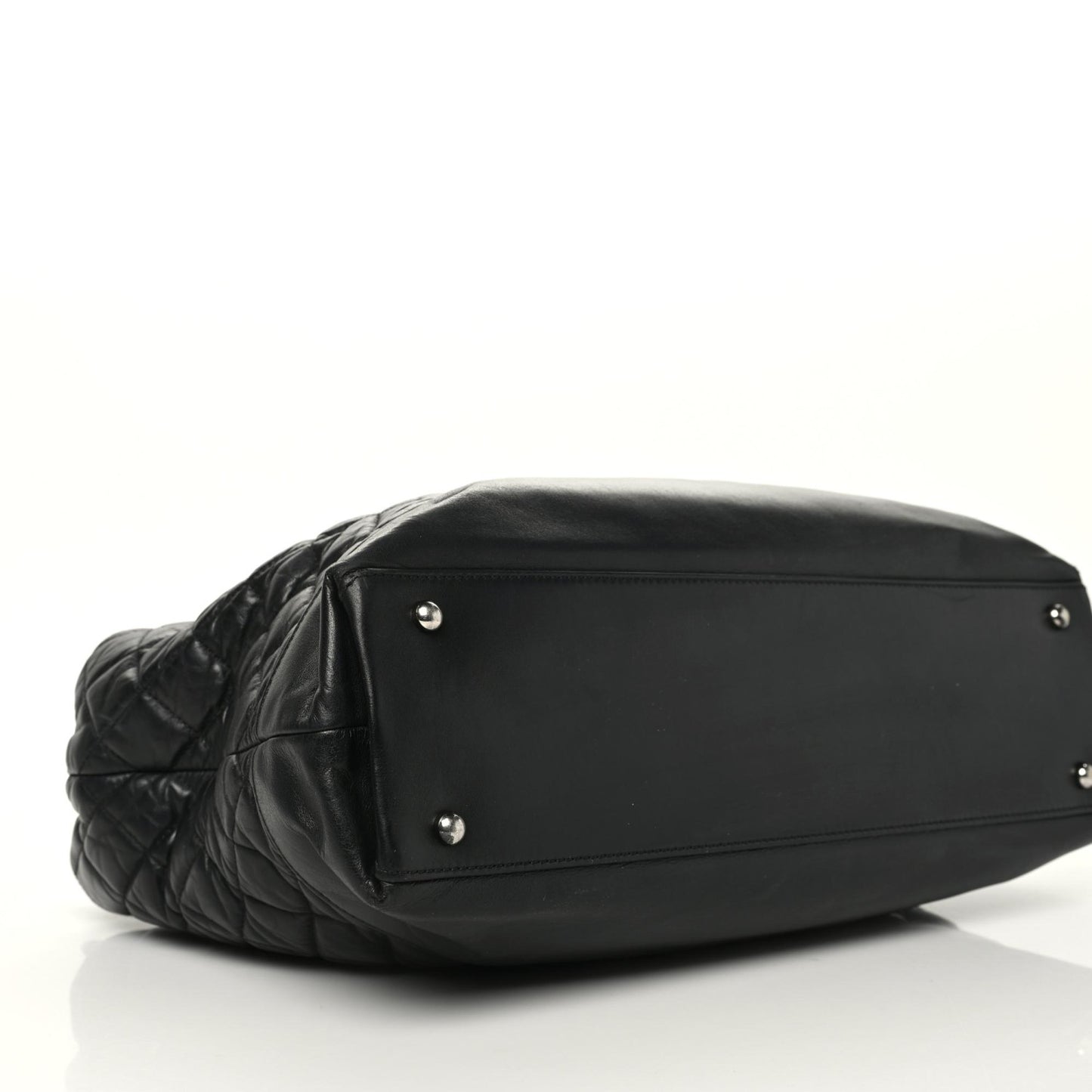 Aged Calfskin Quilted Be CC Tote Black